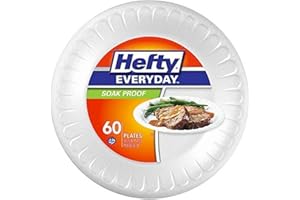 Hefty Everyday Foam Plates, 10 1/4 Inch Round, 60 Count, White