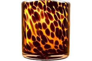 Hapton House Tortoise Shell Glass Candle Holder - Votive and Tealight Candle Holder - Leopard Print - Cheetah Print - Animal Print - Tortoiseshell - Candle Jar - Wedding - Holiday Decor - Small