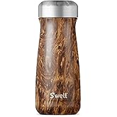 S'well Stainless Steel Traveler, 16oz, Teakwood, Triple Layered Vacuum Insulated Containers Keeps Drinks Cold for 24 Hours and Hot for 12, BPA Free, Easy Carrying On the Go