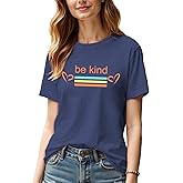 BYIPY Be Kind Graphic Tshirts for Women Cute Hearted Printed Tee Tshirts Summer Short Sleeve T Shirt Tees Loose Crewneck Tops