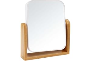 LFOYOU Vanity Mirror Makeup Mirror with Stand, 1X/3X Magnification Double Sided 360 Degree Swivel Magnifying Mirror, 8 Inch Portable Table Desk Counter top Mirror Bathroom Shaving Mirror