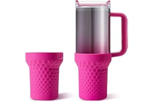 Thxbag Silicone Boot for Stanley Cup 40oz, Hot Pink Boot Sleeve Cover Fit with Stanley H2.0 and Quencher Adventure Tumbler Accessories (40 oz, Hot Pink)