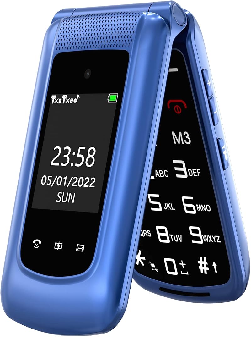 CHAKEYAKE G380D Senior Flip Phone Big Button 2G GSM SOS 1000mAh Blue