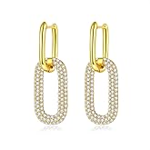 Joluzuk Earrings for Women Simple Trendy Dainty 18K Gold Plated Paperclip Square Chain Link Dangle Hoops Earrings Hypoallergenic Aesthetic Fashion Jewelry Personality for Birthday Gifts