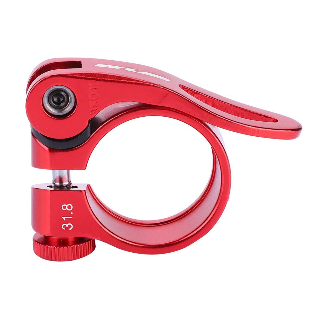 Quick Release Seat Post Clamp, Aluminum Alloy Bicycle Clamp for 27.2/28.6mm Seat Post (31.8mm-Red)