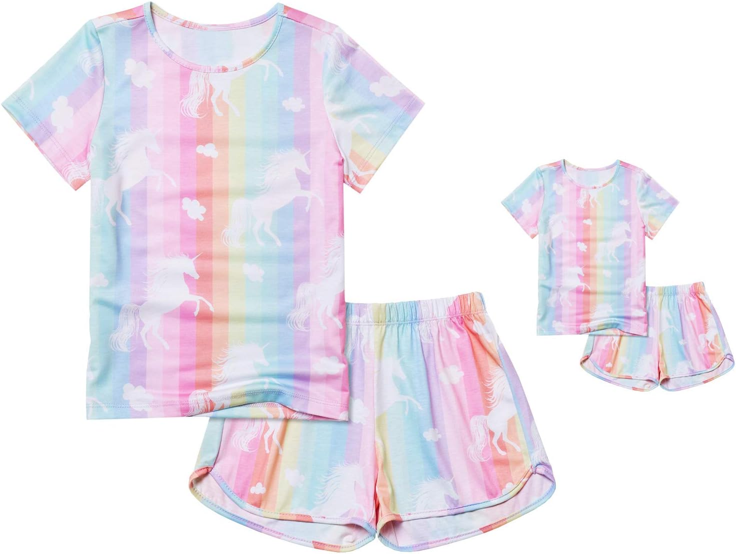 Matching Dolls & Girls Pajamas Unicorn Pjs Set Kids America Girl Dolls Clothes