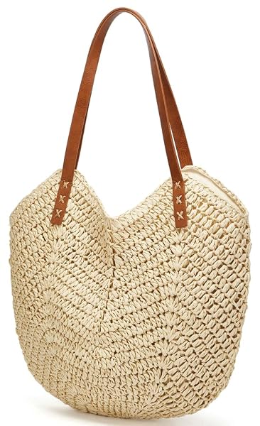 STRAW BAGS FOR WOMEN SUMMER BEACH WOVEN TOTE HOBO HANDBAG CASUAL STRAW SHOULDER BAGS FOR TRAVEL VOCATION