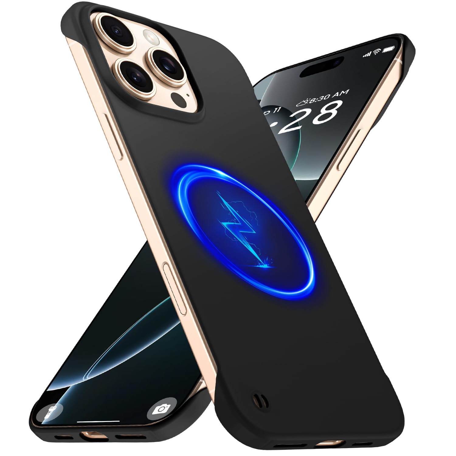 GRECAZO Magnetic Slim Case Fit for iPhone 16 Pro Phone Case 6.3"(2024) Ultra-Thin Lightweight Durable Frameless Matte Hard for MagSafe Cover Case with Pull Ring Shockproof Non Slip Rope-Black