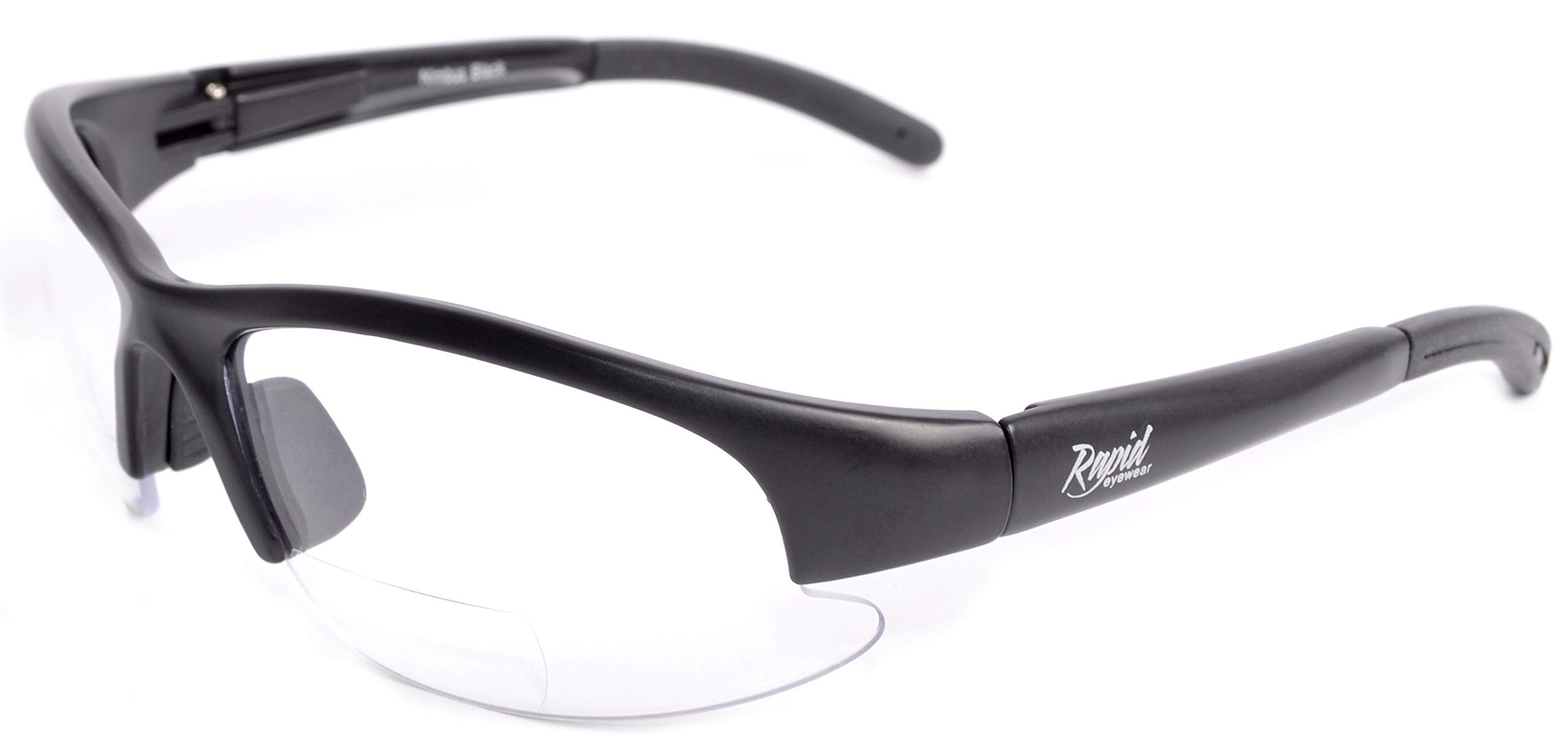 Rapid Eyewear TRANSPARENT READING BIFOCAL + 2.0 SAFETY GLASSES for Men & Women. Clear Lens with Magnifying Reader Segments for Industry, DIY, Lab & Sports inc. Cycling and Shooting. UV400 Protected