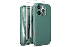 SUW Compatible with iPhone 16 Pro Max Case, [Compatible with MagSafe] 6.9" Silicone Case with[2 Screen Protectors][Full Camera Protection],Soft Anti-Scratch Microfiber Lining Inside, Midnight Green