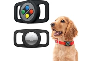 elago Airtag Pet Collar W5 Case Compatible with Apple AirTag - Drop Protection Keychain, Cute Design (Track Dogs, Keys, Backpacks, Purses) Tracking Device Not Included (Black)