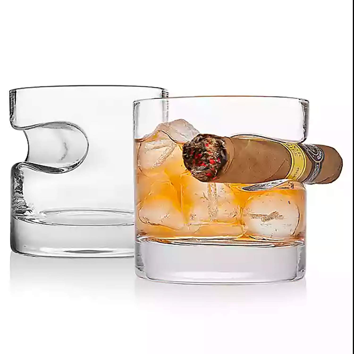 Godinger Cigar Whiskey Glass - Old Fashioned Whiskey Glasses - Set of 2