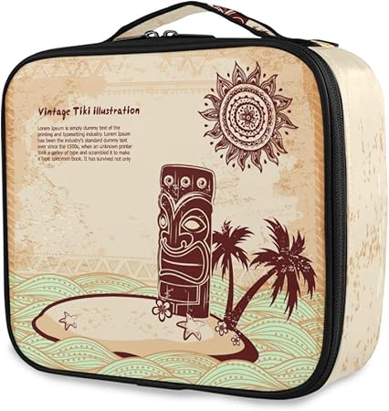 Amazon Nr化粧ポーチトラベルポーチ大容量機能的トイレタリーバッグかわいい人気化粧道具トイレタリー収納袋 ビンテージティキイラスト 出張旅行用バス用品メイクボックス Nr 化粧ポーチ 通販