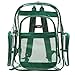 MGgear 17 Inch Clear PVC Backpack with Green Trim and 5 Zipper Compartments, Transparent School Bookbag for Boys Girls, Travel or Work Bag for Men Women