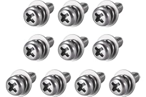 uxcell M4 x 8mm Stainless Steel Phillips Pan Head Machine Screws Bolts Combine with Spring Washer and Plain Washers 10pcs