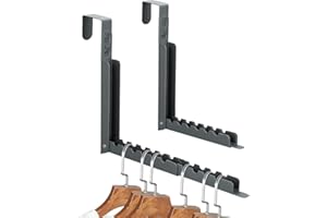 Diakey 2 Pack Over The Door Drying Rack Clothing, Folding Retractable Laundry Hanging Hooks Strong Steel Collapsible Clothes 