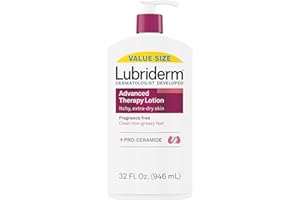 Lubriderm Advanced Therapy Fragrance-Free Moisturizing Hand & Body Lotion + Pro-Ceramide, Intense Hydration for Itchy, Extra Dry, & Sensitive Skin, Non-Greasy, Hypoallergenic, 32 fl. oz
