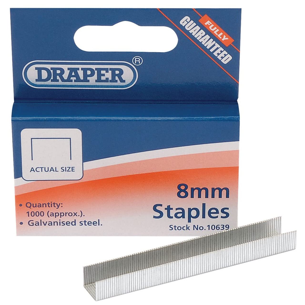Draper 10639 8mm Staples (Box of 1000)(Package may vary)