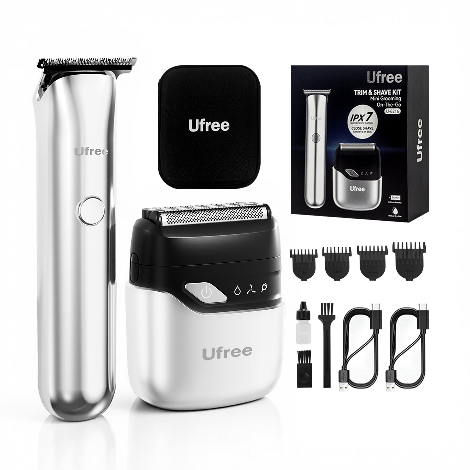 Photo 1 of Ufree Beard Trimmer and Foil Shaver Kit, Electric Razors for Men, Precision T Blade Hair Trimmer, Waterproof Travel Shaver, Cordless Clippers Set for Mustache Facial Hair Cutting, Men Grooming Gifts