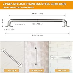 2 Pack Grab Bars for Bathroom, 18 Inch Chrome