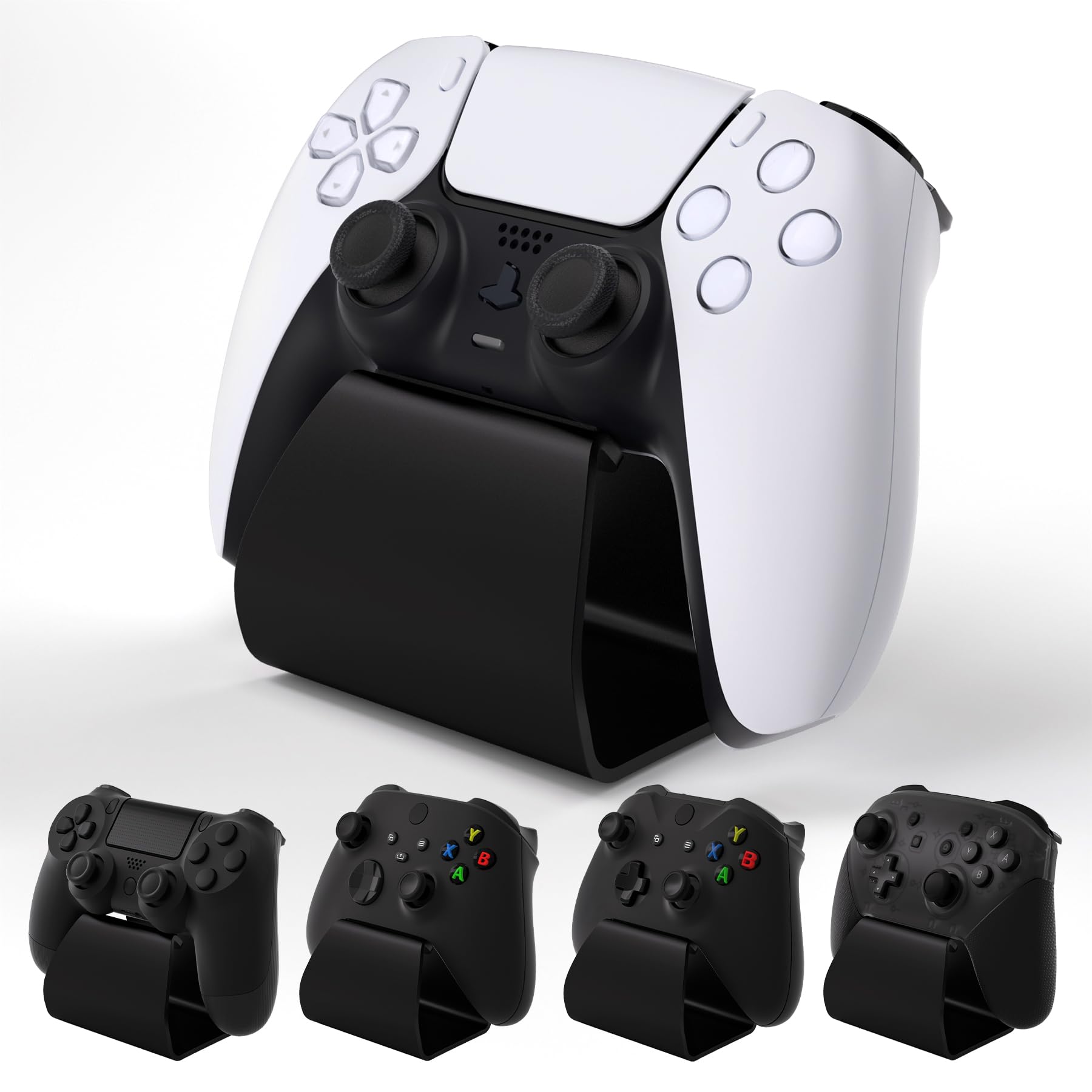 PlayVital Stand-AL Game Controller Stand for ps5, for ps4, Universal Desktop Display Gamepad Stand for Xbox Series X/S, Xbox One, Aluminium Metal Controller Stand Holder for Switch 2 Pro - Black