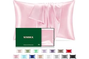 Mulberry Silk Pillowcase for Hair and Skin, SGMSILK 22 Momme Natural Silk Pillow Cases with Zipper, 6A Soft and Smooth Single Sided Pure Silk Pillow Cover (Soft Pink, Standard 20"x26")