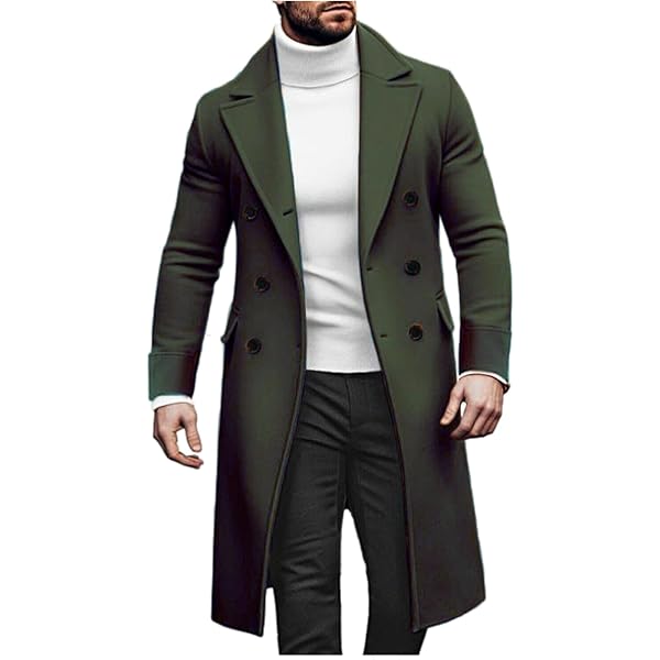 ジャケット・アウター BLAKES Leatehr Pea coat Amazon.com: JEKE-DG Men's Notched Collar Trench Coat Double