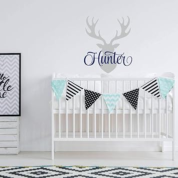 Wandaufkleber Sterne Grau Rosa Kundenspezifische Hirschgeweih Personalisierte Namen Jungen Zimmer Jagd Unter Dem Motto Woodland Kinderzimmer Dekor Fur Kindergarten Kinderzimmer Jungen Madchen Zimmer Amazon De Baumarkt