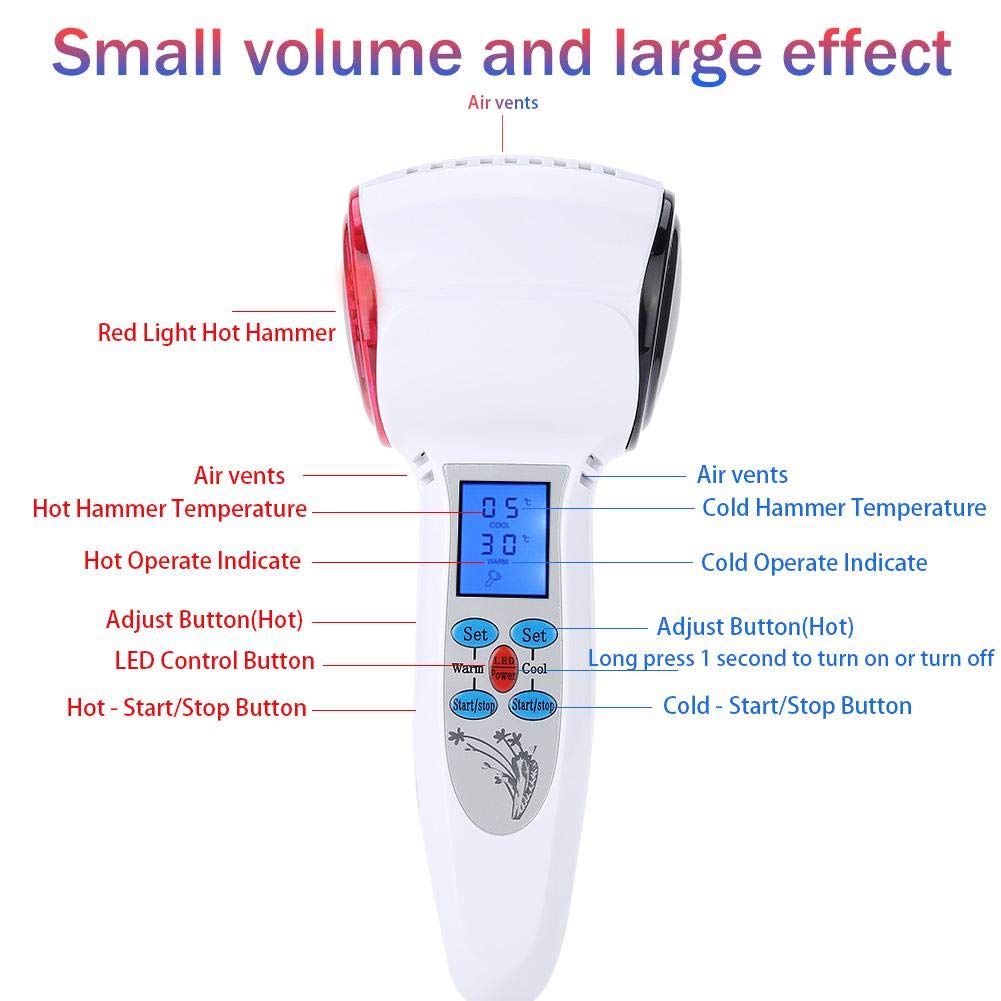Skin Beauty Machine, Hot & Cold Hammer Massage for Facial Skin Beauty Machine for Skin Firming Wrinkles Lift Vibration, Cryotherapy Nutrition Lead-in Beauty Device(US): Beauty