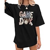 Baseball Shirt Women Oversized Baseball Game Day Tops Baseball Mom Letter Printed Tees