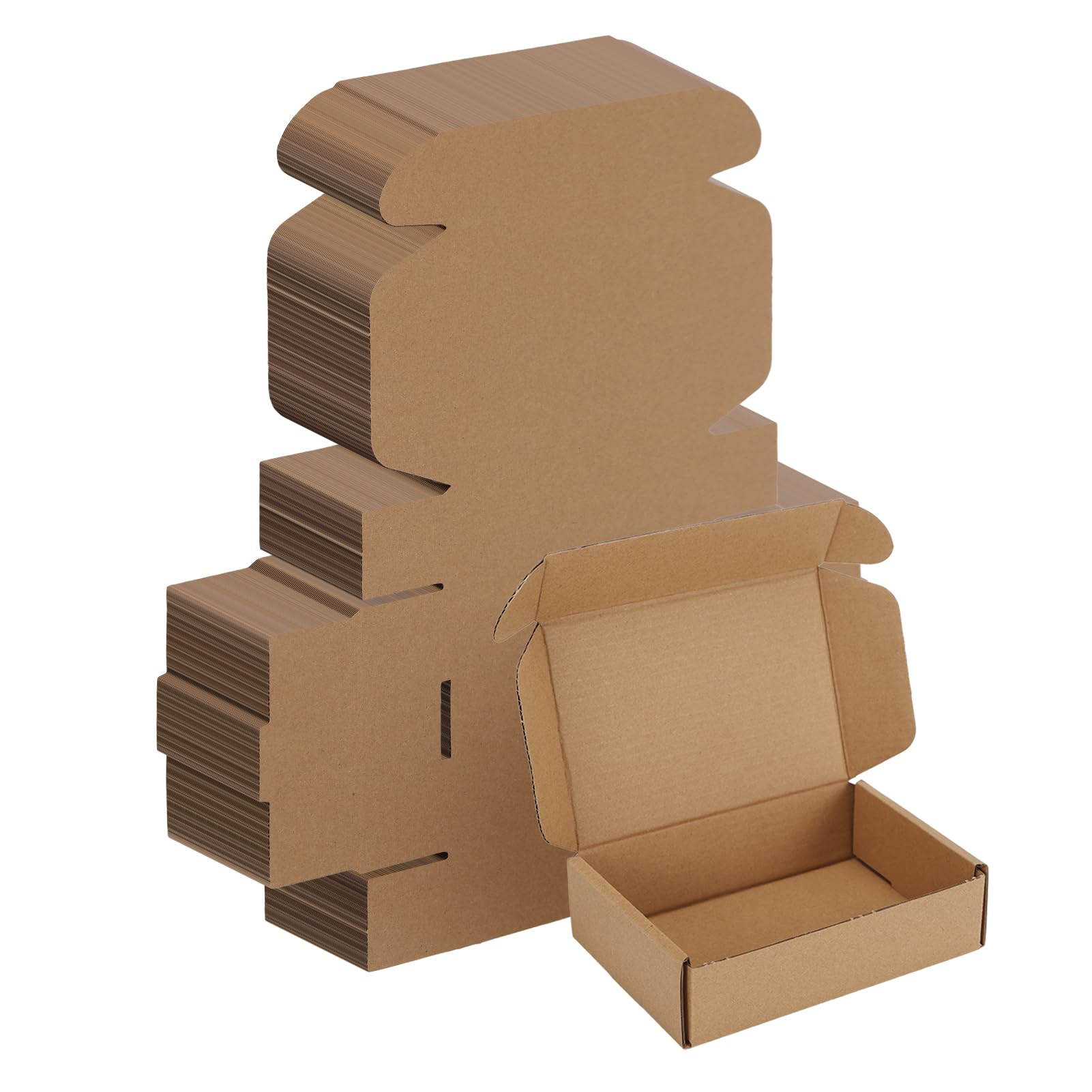 Photo 1 of  100 Pack 5.91X3.94X1.57 Inches Shipping Boxes Brown, Corrugated Cardboard Box for Shipping Small Business, Gift Packing, Mailing Wrapping Present