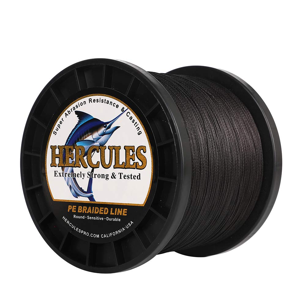Hercules Super Cast 300M 328 Yards Braided Fishing Line 300 LB Test for Saltwater Freshwater PE Braid Fish Lines Superline 8 Strands - Black, 300LB (136.1KG), 1.20MM