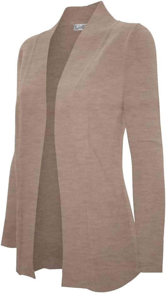 Women's Solid Basic Open Front Pockets Knit Sweater Cardigan