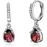 Teppdfann Teardrop Birthstone Earrings for Women Trendy Silver Hoop Gemstone Earrings Birthstone Jewelry for Christmas Gift