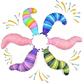 Cevei Cevoce Sensory Slug Fidget Toys for Adults & Kids - 6Pc Cute Autism Sensory Toy Set for Autistic Children, Ages 3+, (5.8 Inch)