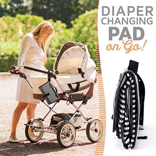 Portable Diaper Changing Pad Clutch, Travel Changer Kit for Baby and Infant with Extra Long Mat by Pantheon, Holds Diapers and Wipes - Thumbnail 5
