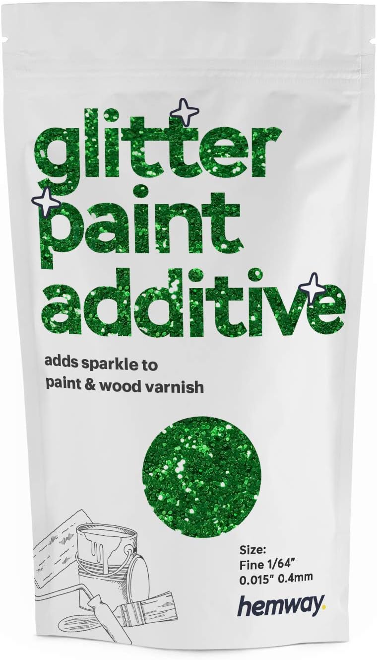 Hemway Emerald Green Glitter Paint Additive Fine 100g for Adding Sparkle to Paints & Varnish, Fine (1/64" 0.015" 0.4mm)