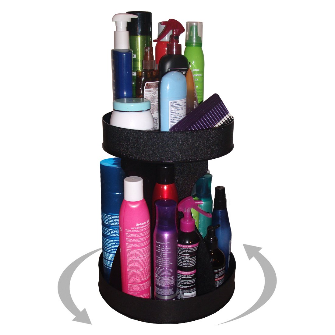Cosmetic Organizer for Tall Bottles and Spins for Easy Access. No More Clutter! Saves Space , Only 12" of Counter Space Needed. Proudly Made in the USA!