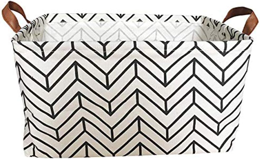 Ricye Rectangular Storage Bin, Fabric Folding Storage Baskets with Handles, Storage Organizer for Kid's Toy & Baby Clothing - Laundry Basket/Nursery Hamper.(Middle Geometric)