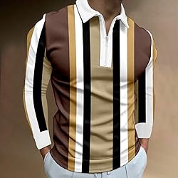 WalGRHFR Male Casual Autumn Striped Splice Printed