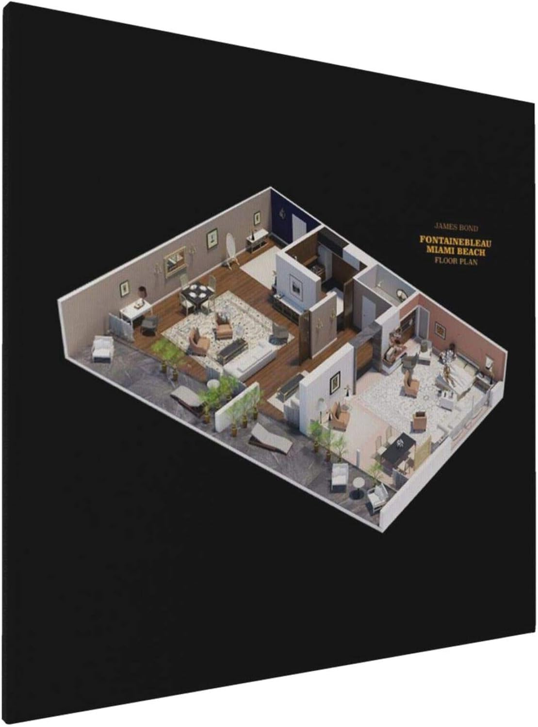 1007 Canvas Prints Wall Art Paintings(20x20in) James Bond Goldfinger Floor Plan Pictures Home Office Decor Framed Posters & Prints