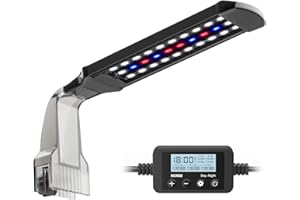 NICREW Clip on Aquarium Light, Fish Tank Light with White, Blue and Red LEDs, Planted Aquarium Light for Nano Tank, 2 Lighting Modes