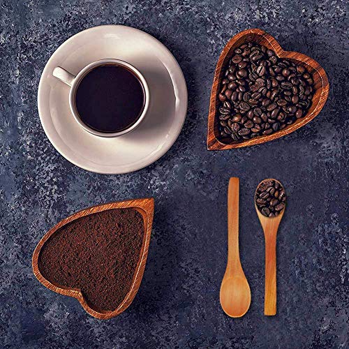 VGOODALL Handmade Wooden Spoon, 12PCS 13cm Small Wooden Serving Spoons Condiments Salt Spoons Honey Teaspoon Coffee Tea Sugar Salt Jam Mustard Ice Cream Spoons Wooden Cutlery