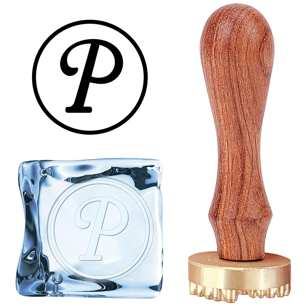 CRASPIRE Ice Stamp Letter P With Removable Brass Head & Wood Handle - Vintage 1.1" Branding Stamp for Cubes, Cocktails, Whiskey, Mojito Drinks - Bar Making DIY Crafting