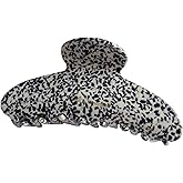 Wenlly large tortoise shell claw clip, 4.1 Inch cellulose acetate hair claw clips, marble non-slip strong hair hold barrettes for women and girls, black
