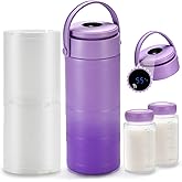 22oz Portable Breast Milk Cooler for Outdoor, withTemp Display, Life Saver with 360° Total Cooling for 24 Hours, Larger Capacity Travel Breastmilk Chiller with 2pcs Baby Bottles for Breastmilk Storage
