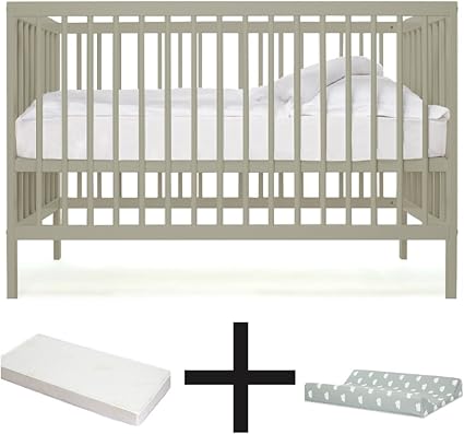 Superbe Lit Evolutif Bebe Bois Hetre Matelas Plan A Langer Gris Amazon Fr Bebes Puericulture