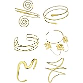Kysppreu 6Pcs Arm Cuff Gold Upper Arm Cuff Bracelets Bangle Jewelry Adjustable Armband Set for Women