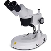 Swift S306S-20-2L Binocular Stereo Microscope, 20X/40X/80X Magnification, 360&deg; Rotatable Forward-Mounted Head, Wide-Field 10X/20X Eyepieces, Upper &amp; Lower LED Lights, Reversible Stage Plate
