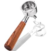 51mm Portafilter for CASABREWS 3700/CM5418, Dual Spout Espresso Handle with Siam Rosewood Grip &amp; 304 Stainless Steel Basket
